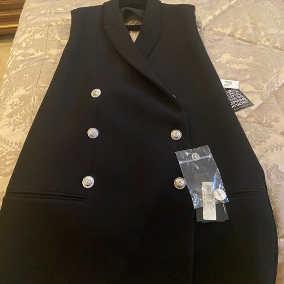 Versace Versus Black Double Breasted Blazer Vest Dress W/ Open Back 44 NWT - Picture 3 of 12